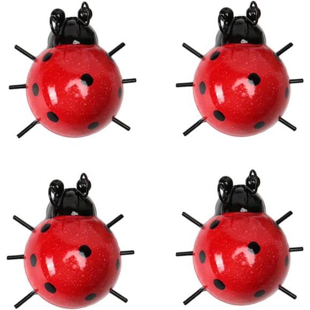 Ladybugs Yard Art Lawn Ornaments Wall Sculptures & Statues - Set of 4
